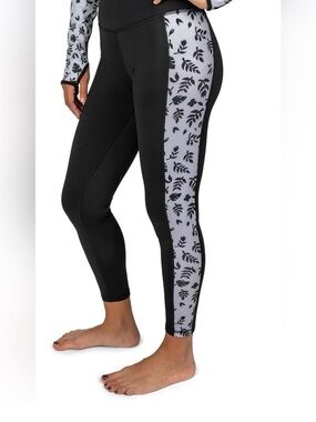 NWT BlackStrap Womens Therma Pant Tiny Gray Floral Base Layer Legging Medium